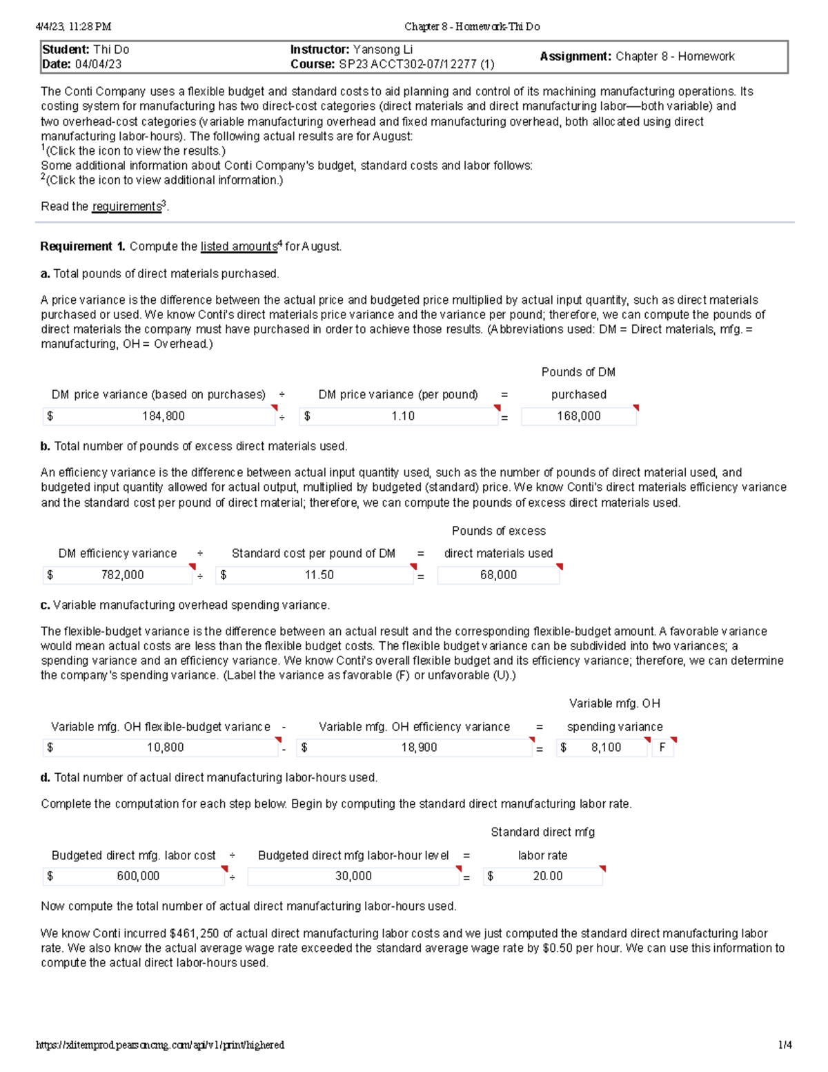 SP23 ACCT302-07/12277 - Chapter 8 Homework Analysis by Thi Do - Studocu