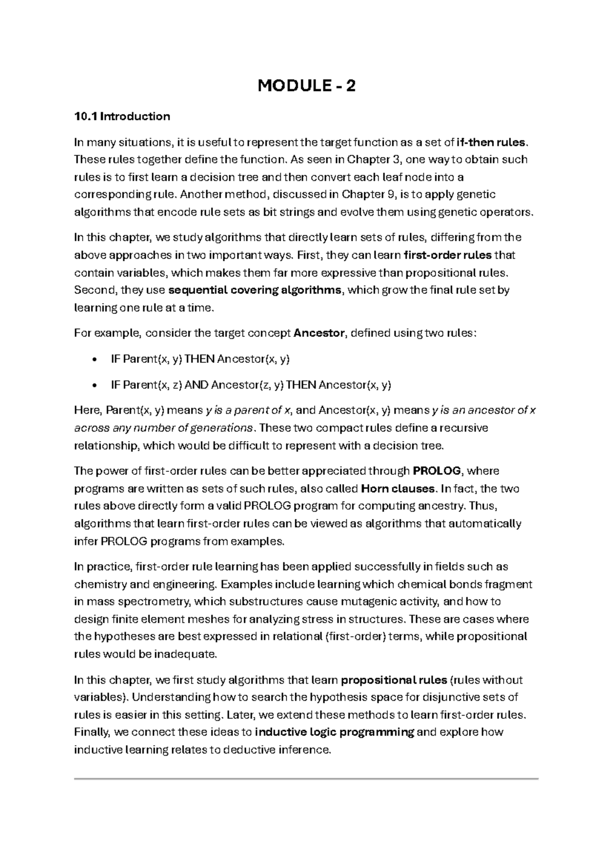 ML2 - Learning Rule Sets and Algorithms in Inductive Logic Programming ...