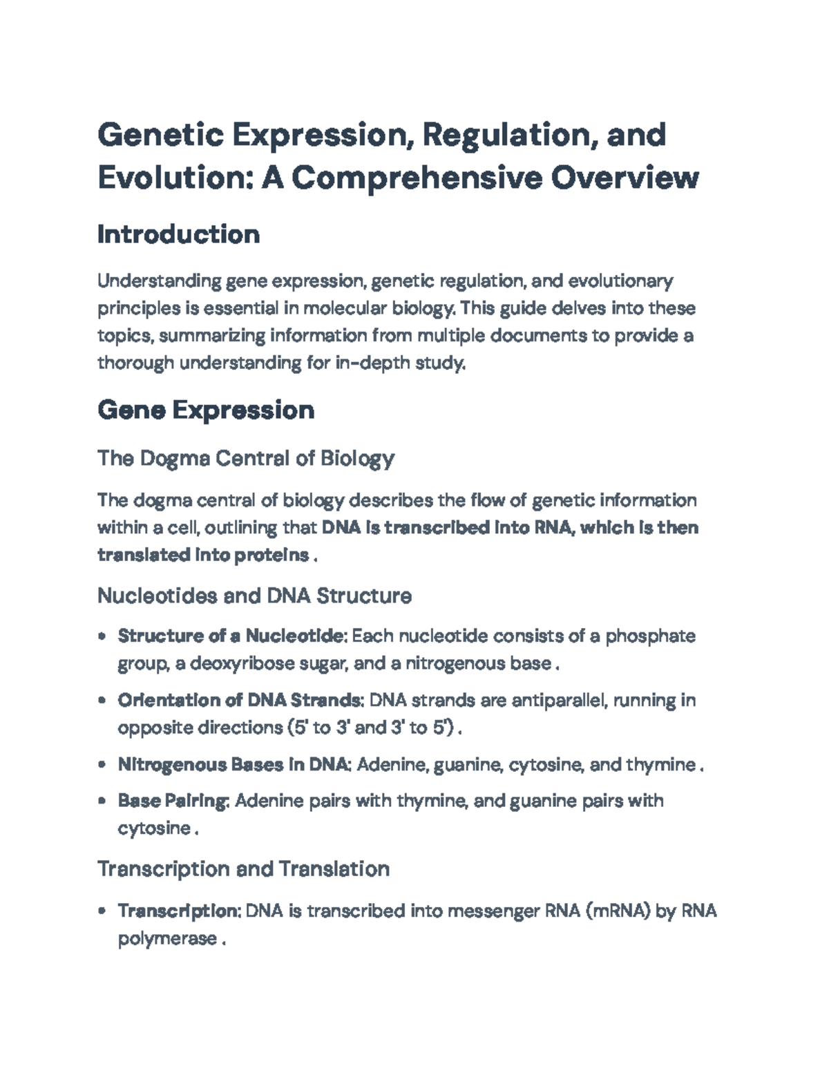 Genetic Expression and Regulation: An Overview of Key Concepts ...