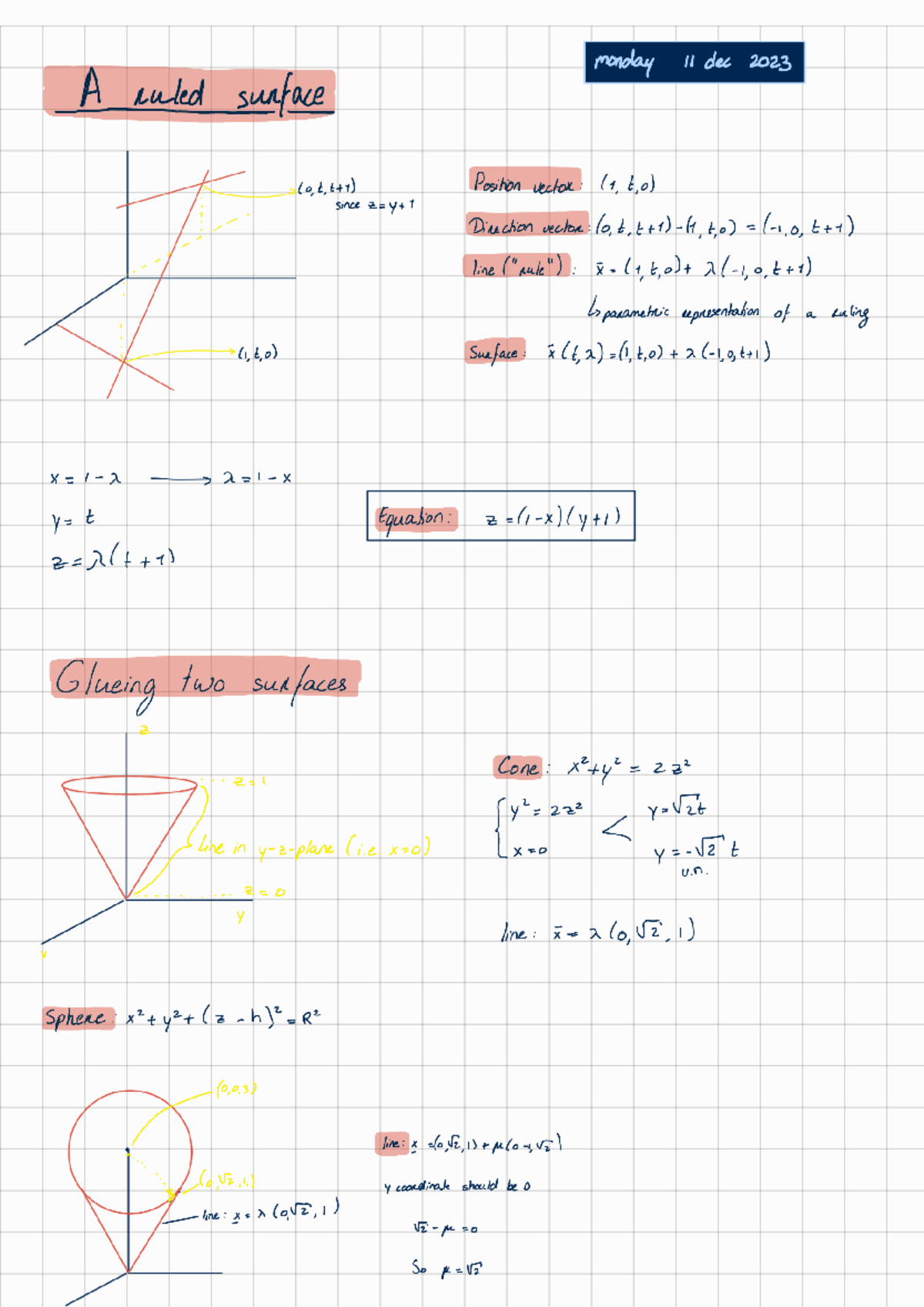 Geometry Notes on Ruled Surfaces and Their Properties - Studeersnel