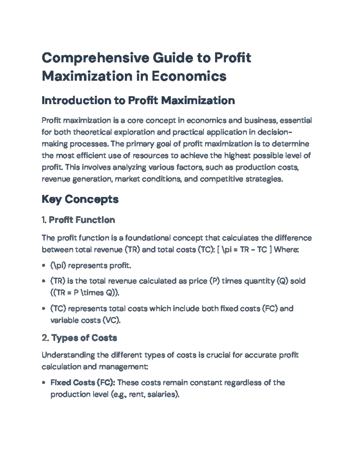Comprehensive Guide to Profit Maximization in Economics - Comprehensive ...