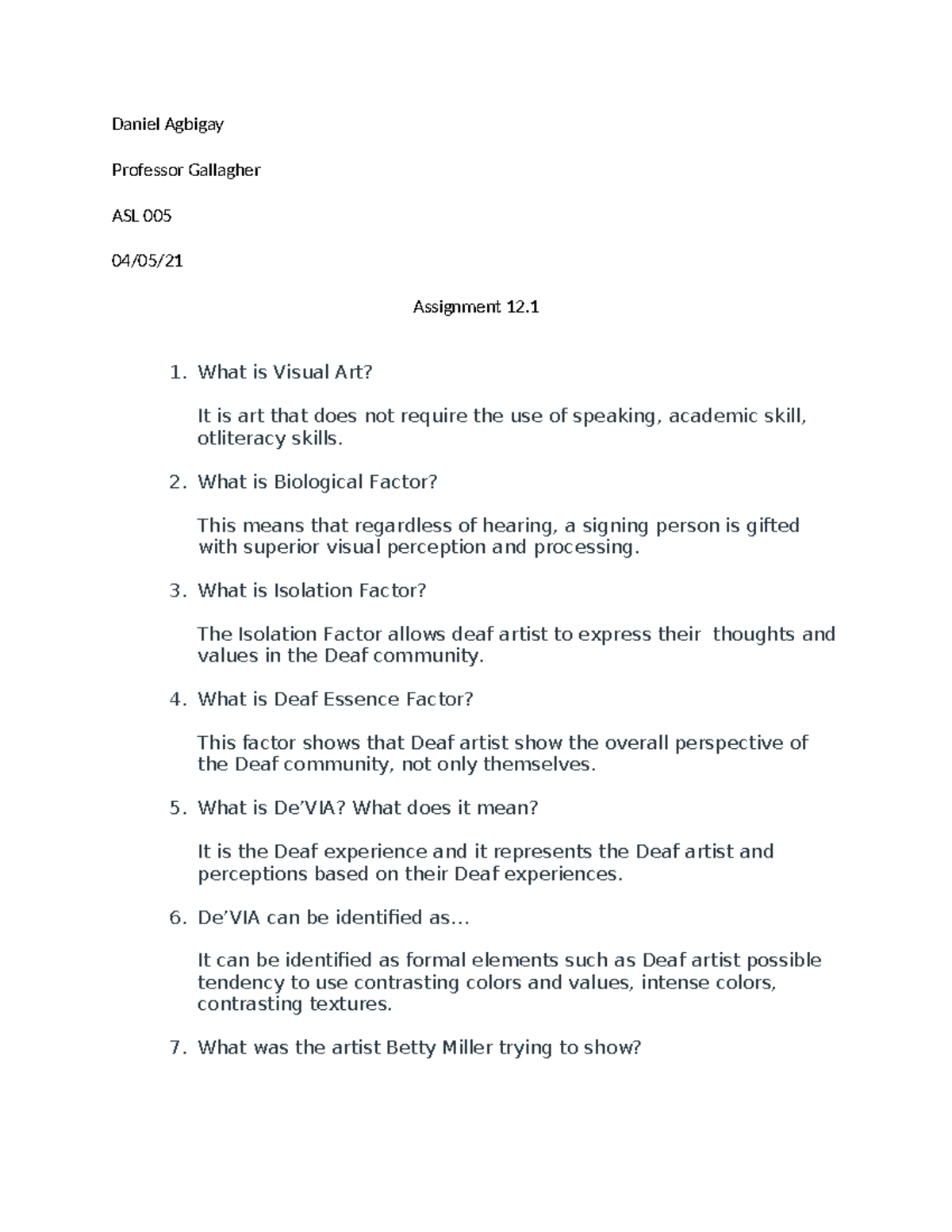 ASL 005 - Assignment 12: Key Concepts in Deaf Art and Culture - Studocu