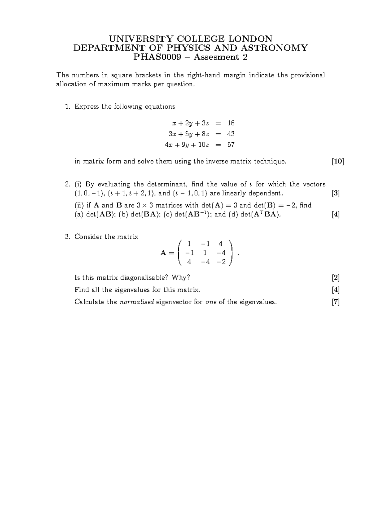 ICA2 2019 - Practice Questions for Physics Assessment - Studocu