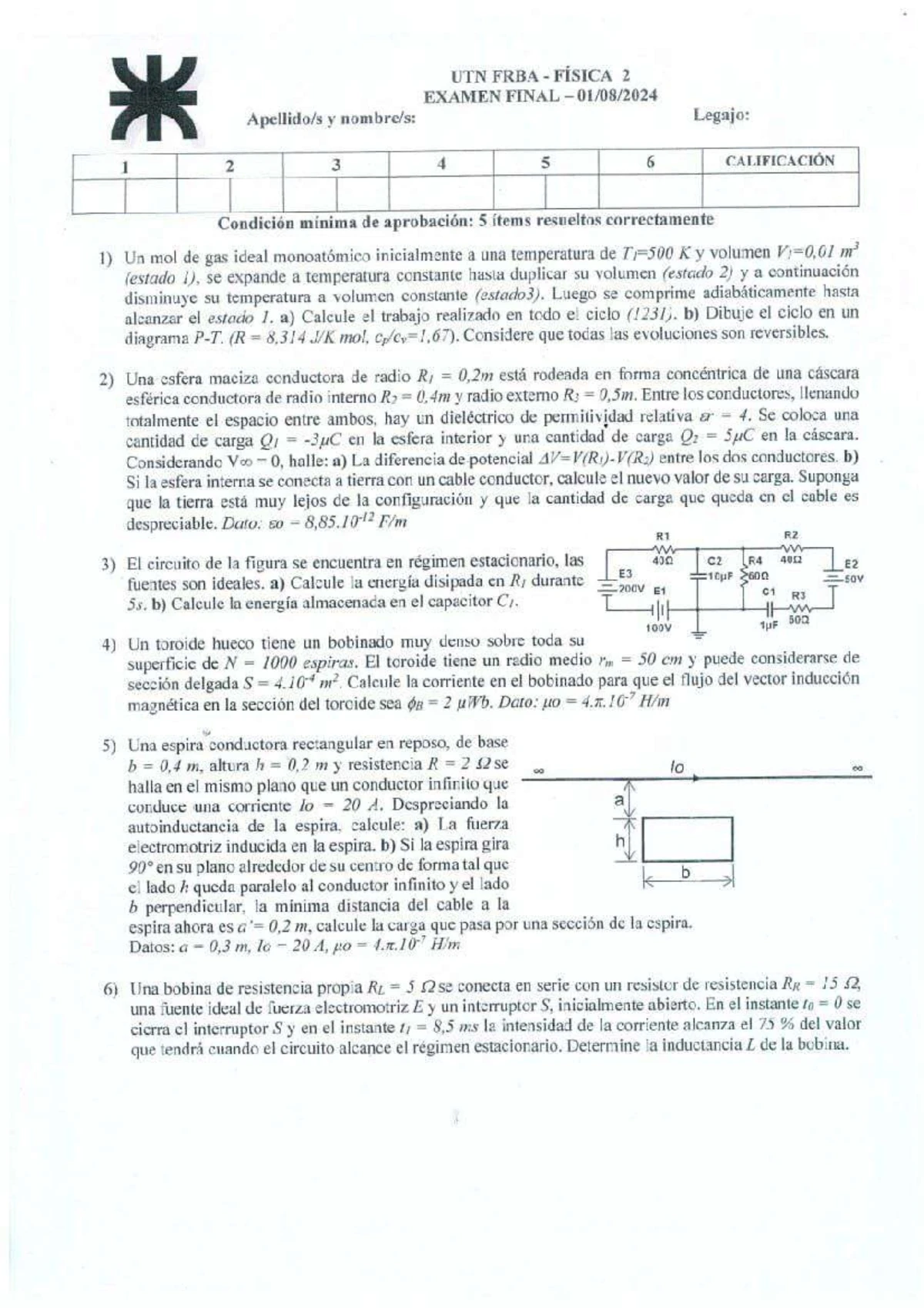 UTN FRBA FÍSICA 2 EXAMEN FINAL - Análisis de Calor y Circuitos - Studocu