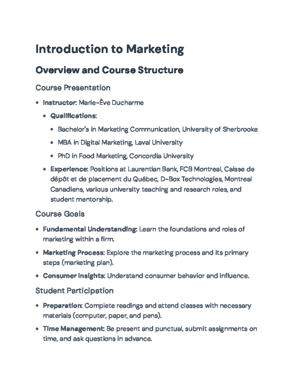 Introduction to Marketing: Course Structure and Key Concepts ...