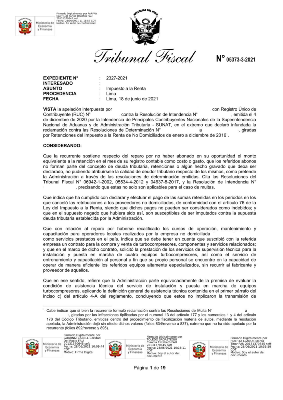 Resolución del Tribunal Fiscal sobre Impuesto a la Renta - RTF 2021 3 ...
