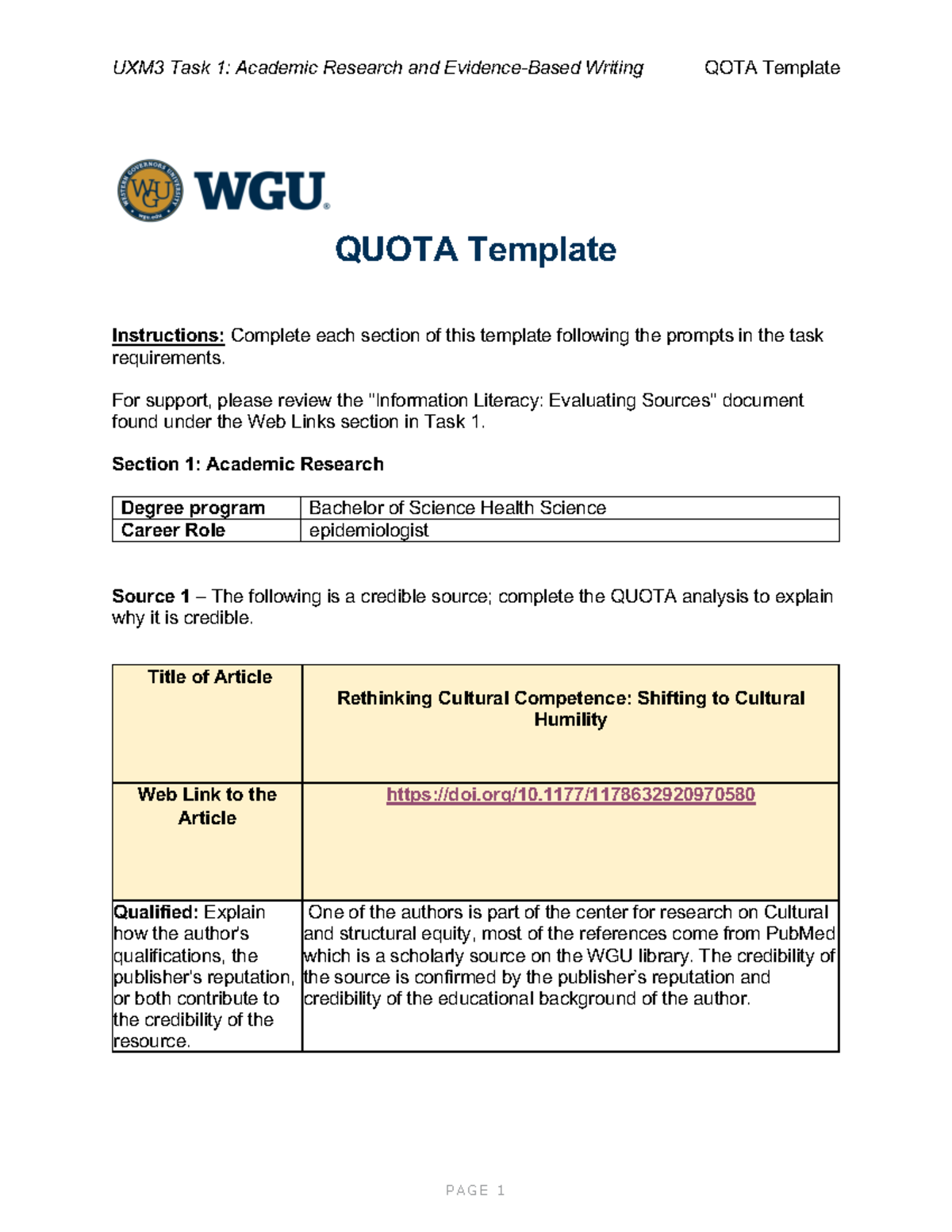 final template patho - QUOTA Template Instructions: Complete each ...