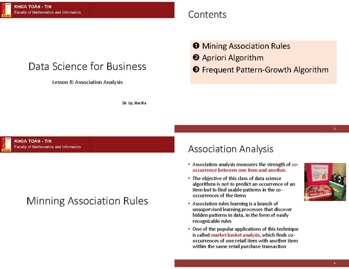 DS 8 - Lesson on Association Analysis, Apriori & FP-Growth Algorithms ...