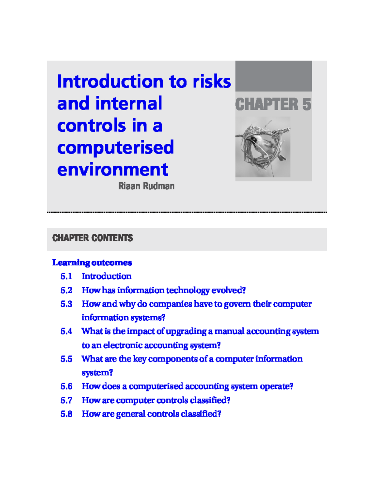 CHAPTER 5: Risks and Internal Controls in Computerised Environments ...