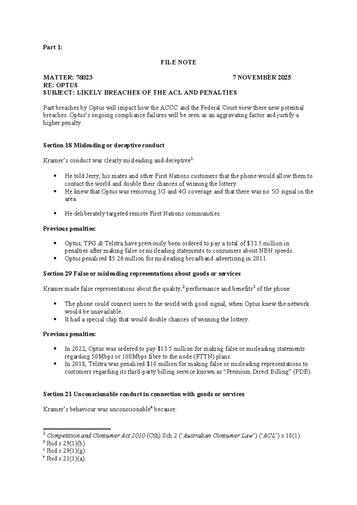 DTP Final Assignment: Analysis of Optus' ACL Breaches and Penalties ...
