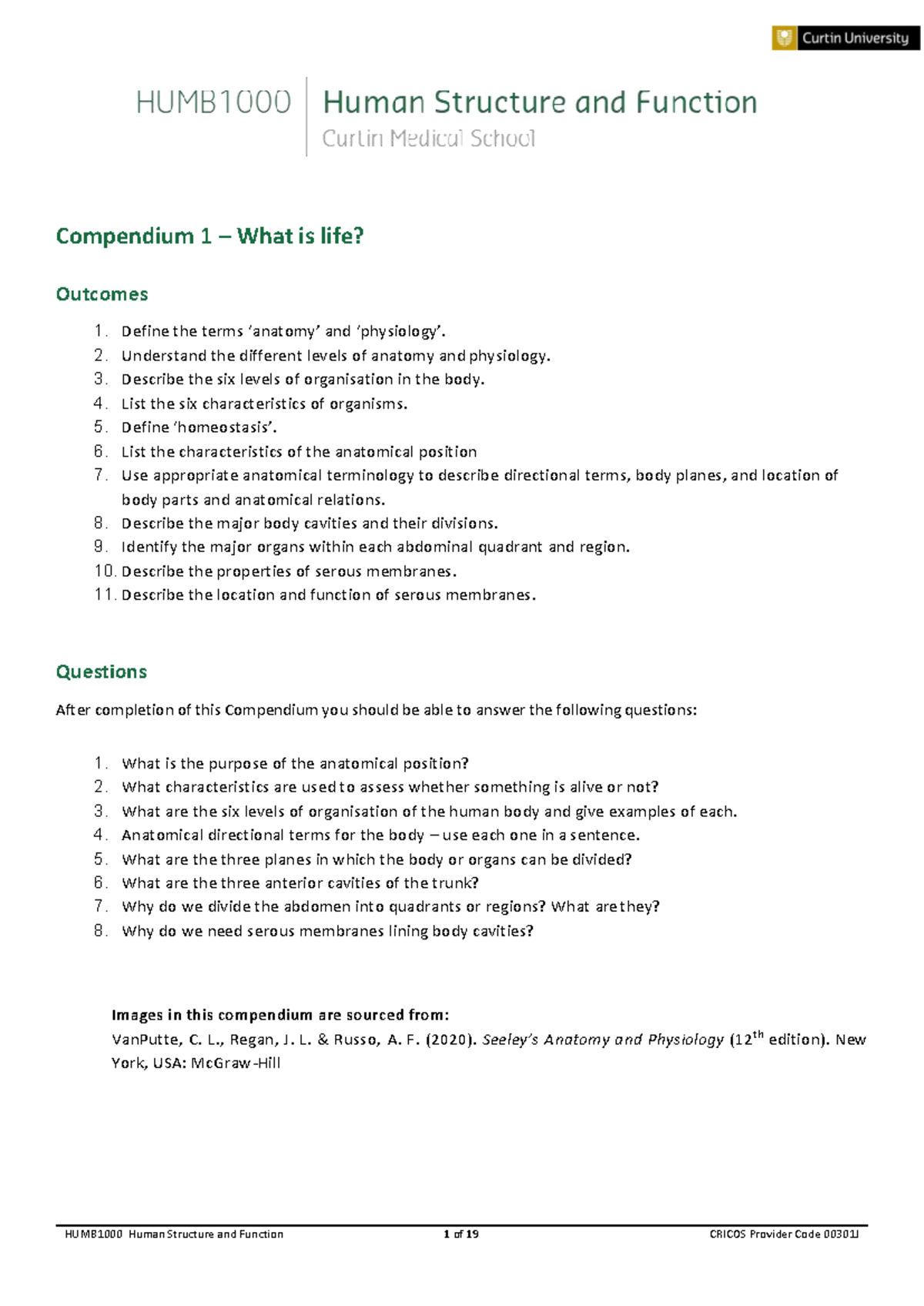 Human Structure and Function 1: Understanding Life and Anatomy Concepts ...