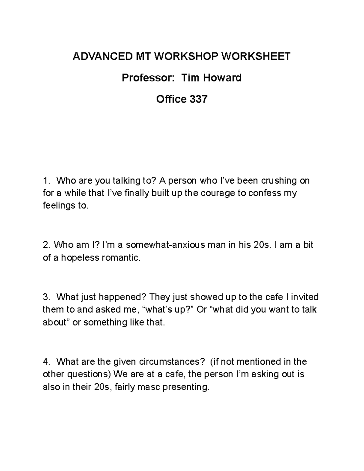 ADVANCED MT WORKSHOP: Pregolden Worksheet Insights - Studocu