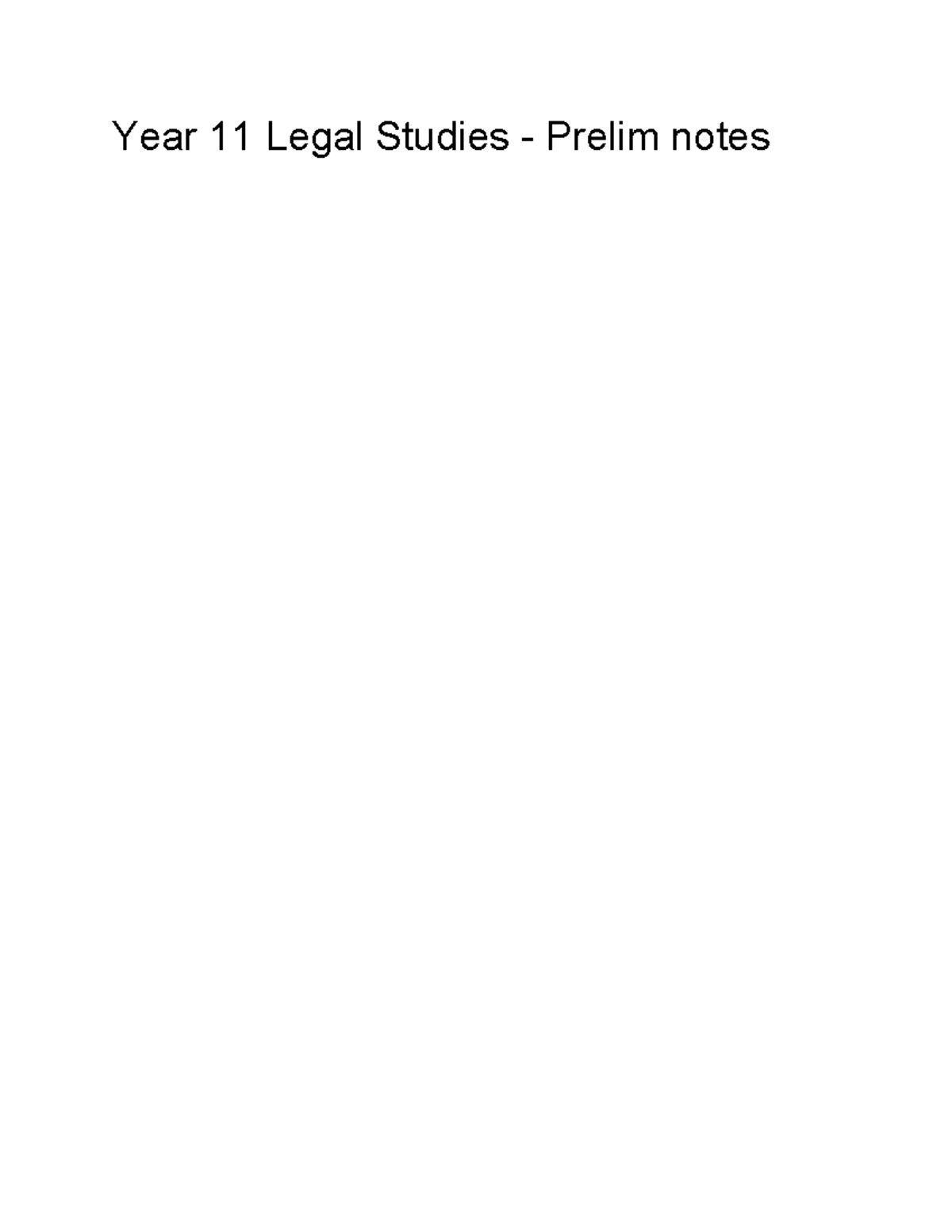Year 11 Legal Studies Prelim Exam Notes 2025 - Studocu