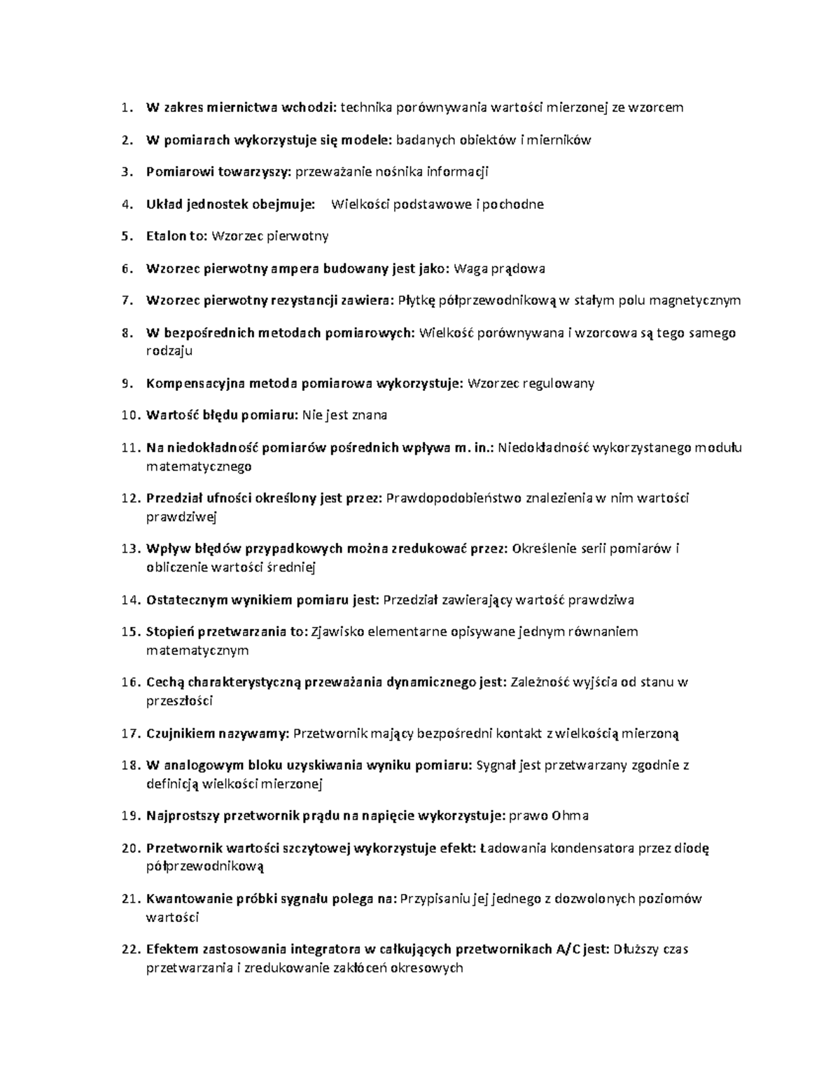 Miernictwo 2 - Notatki na Kolokwium z Miernictwa i Pomiary - Document Preview