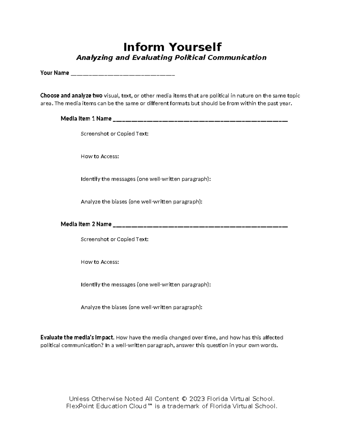 Inform yourself template - Inform Yourself Analyzing and Evaluating ...