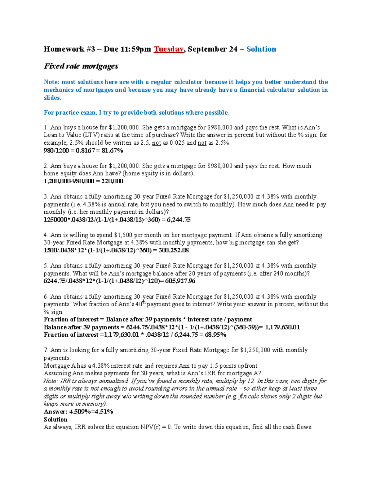 HW 3 Solutions - HW 3 - Homework #3 – Due 11:59pm Tuesday, September 24 ...