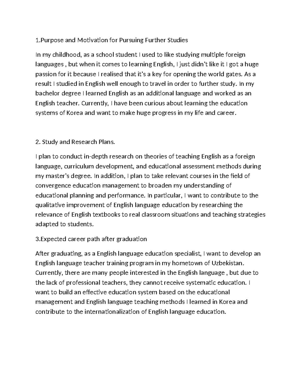 1.Purpose and Motivation for Further Studies in English Education - Studocu