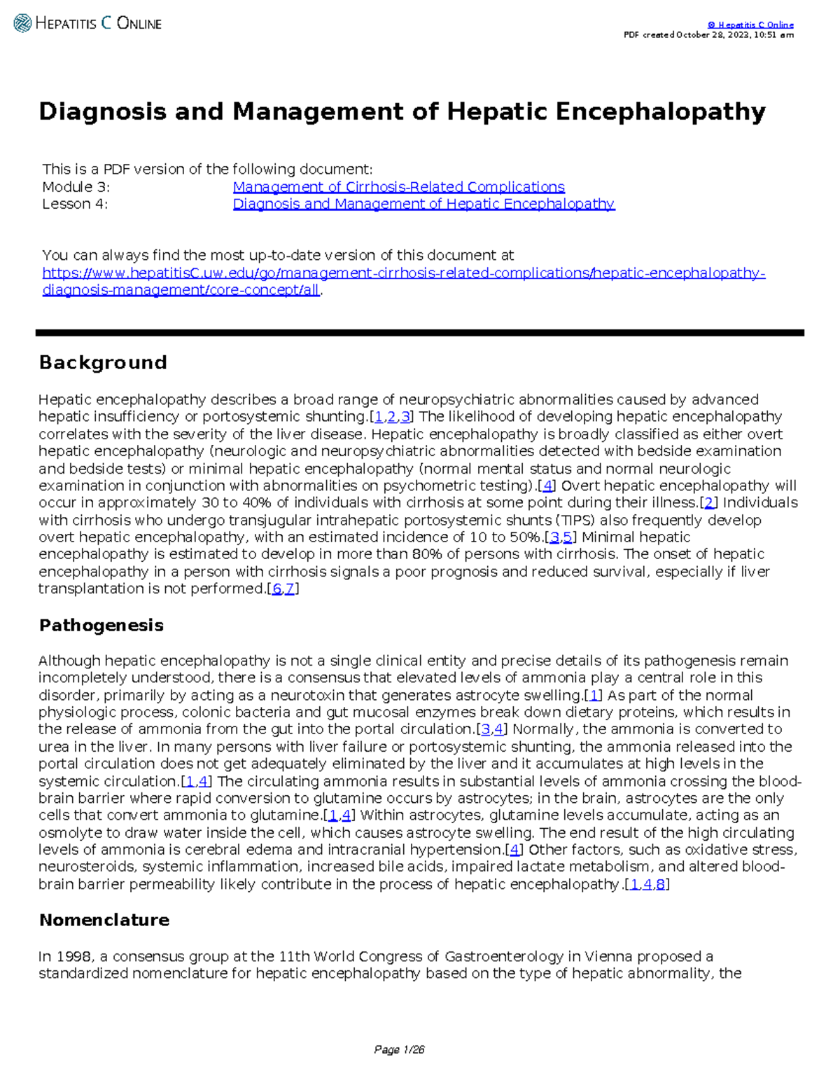 Diagnosis management hepatic encephalopathy - © Hepatitis C Online PDF ...