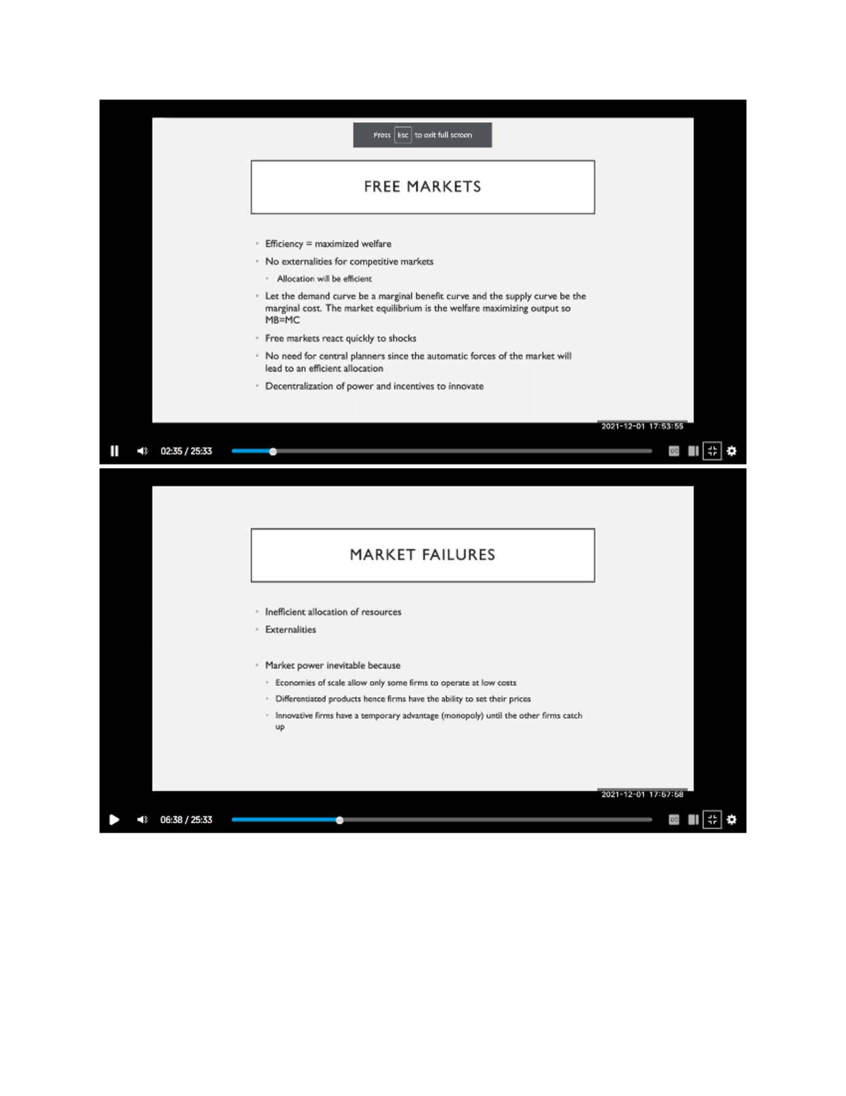ECON 201 - Class Notes on Free Markets and Market Failures - Studocu