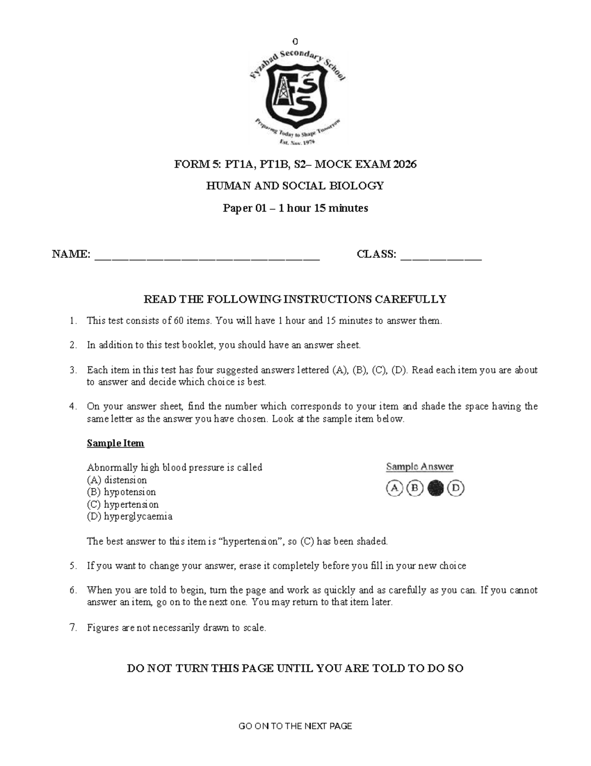 F5 T2 HSB MOCK EXAM 2025-26 Paper 01 Instructions & Guidelines - Studocu