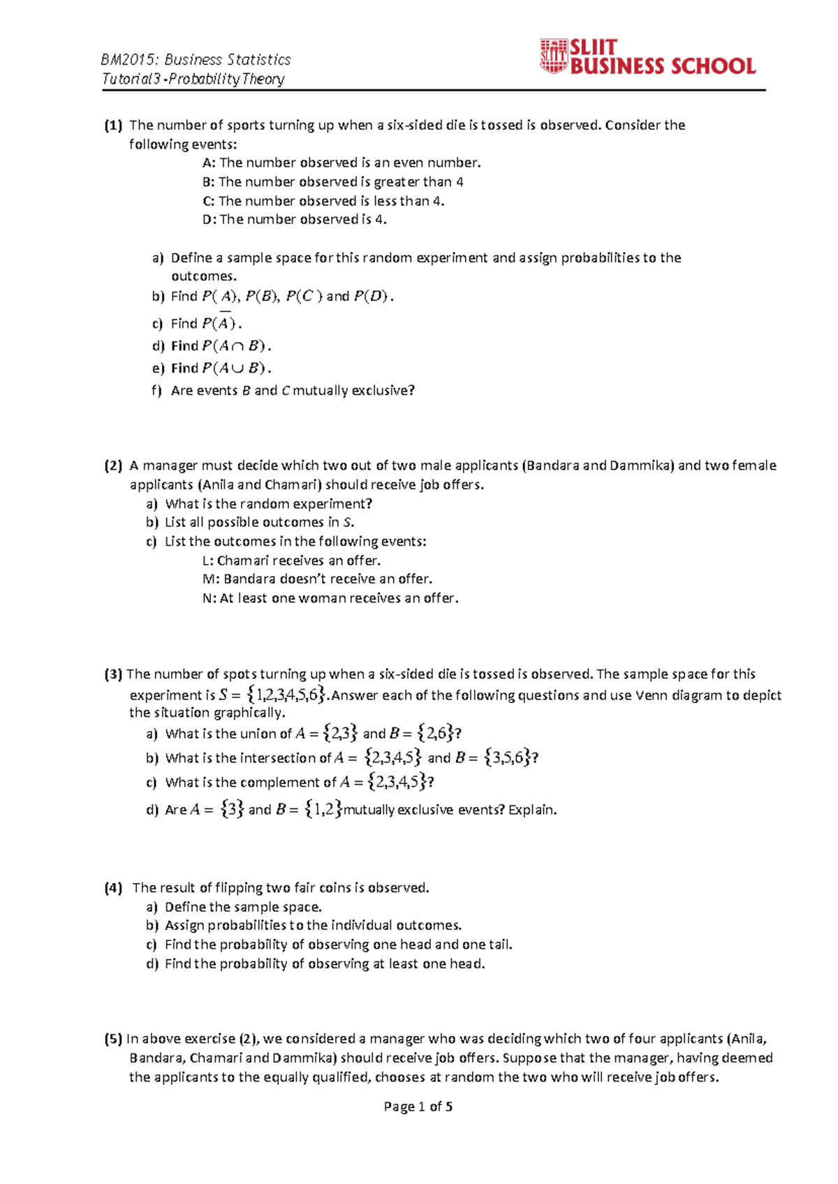 Tutorial 03 - Probability Theory Insights and Exercises - Studocu