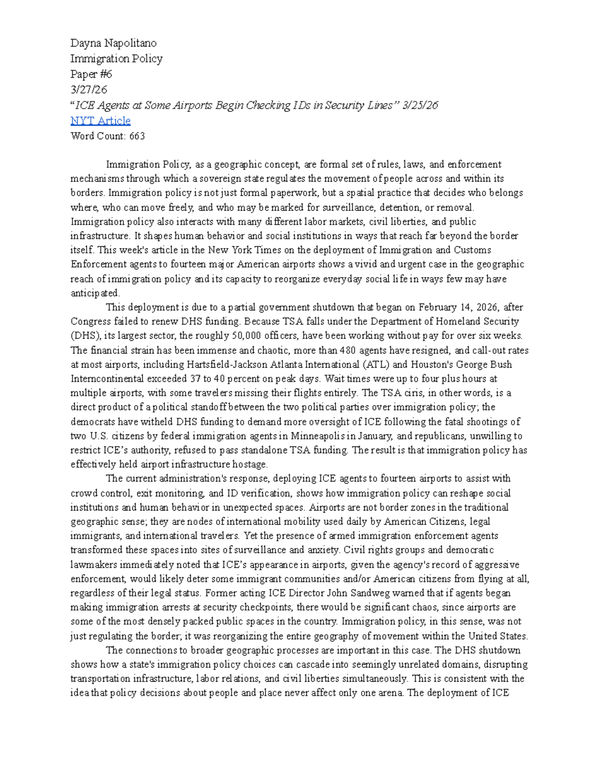 Geographic Concepts Paper #6: Impact of Immigration Policy on Airports ...