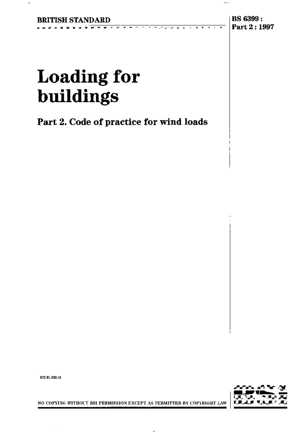 BS 6399: Part 2: 1997 - Code of Practice for Wind Loads on Buildings ...