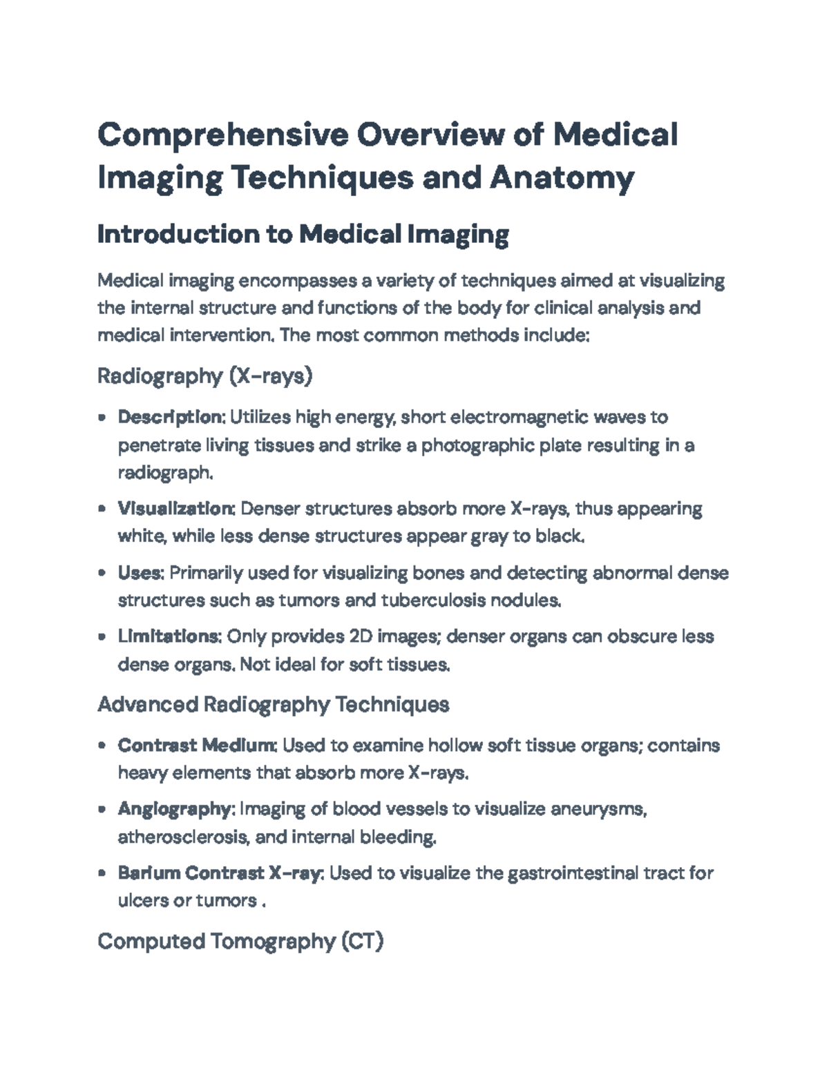 Comprehensive Overview of Medical Imaging Techniques and Anatomy ...