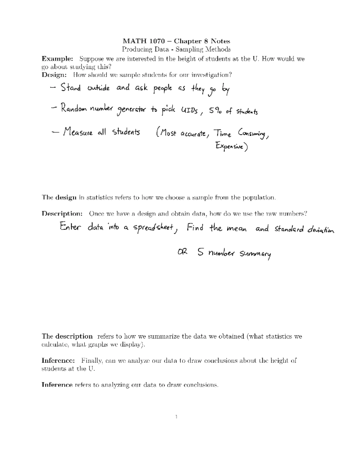 MATH 1070 Chapter 21 Notes: Comparing Two Independent Means - Studocu
