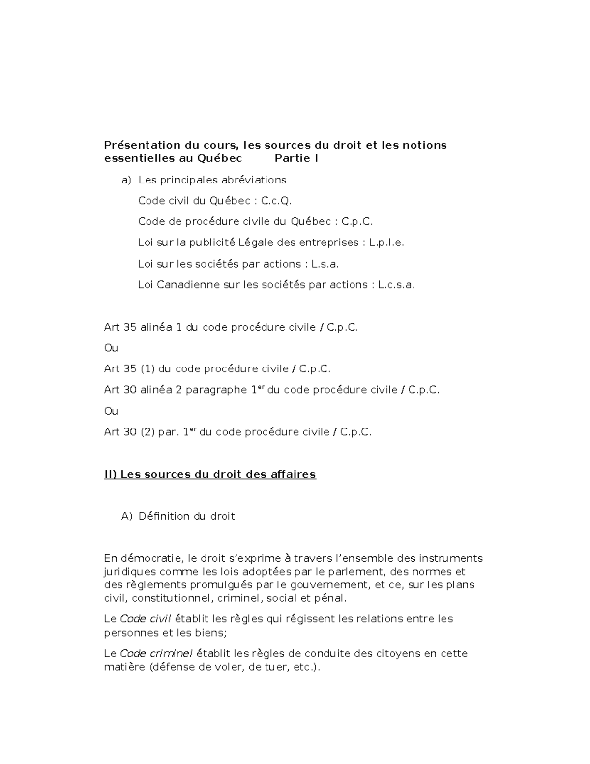 Notes de Cours JUR1031 : Sources du Droit et Notions Essentielles au ...