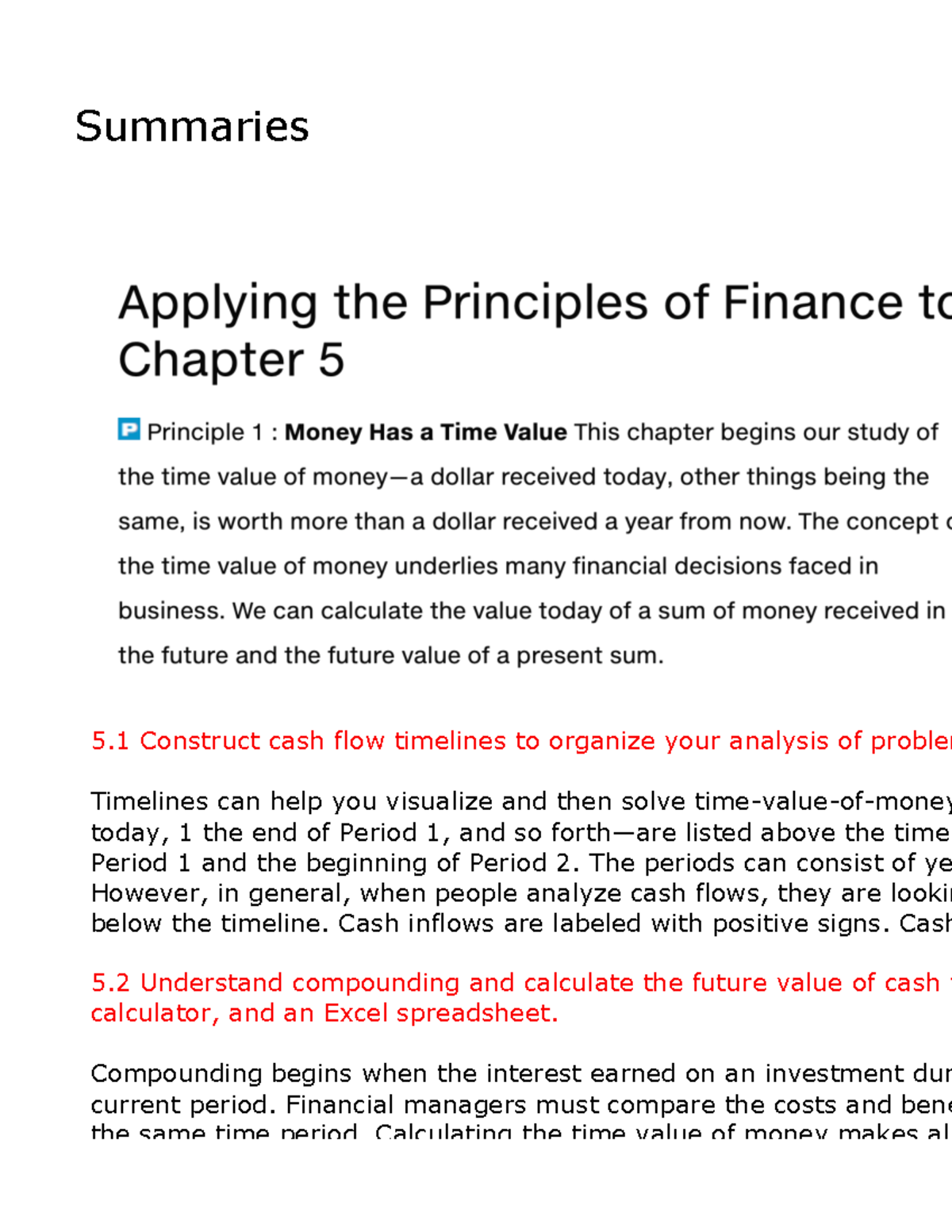 Ch 5 Summary - Financial Management: Principles and Applications - 5 ...