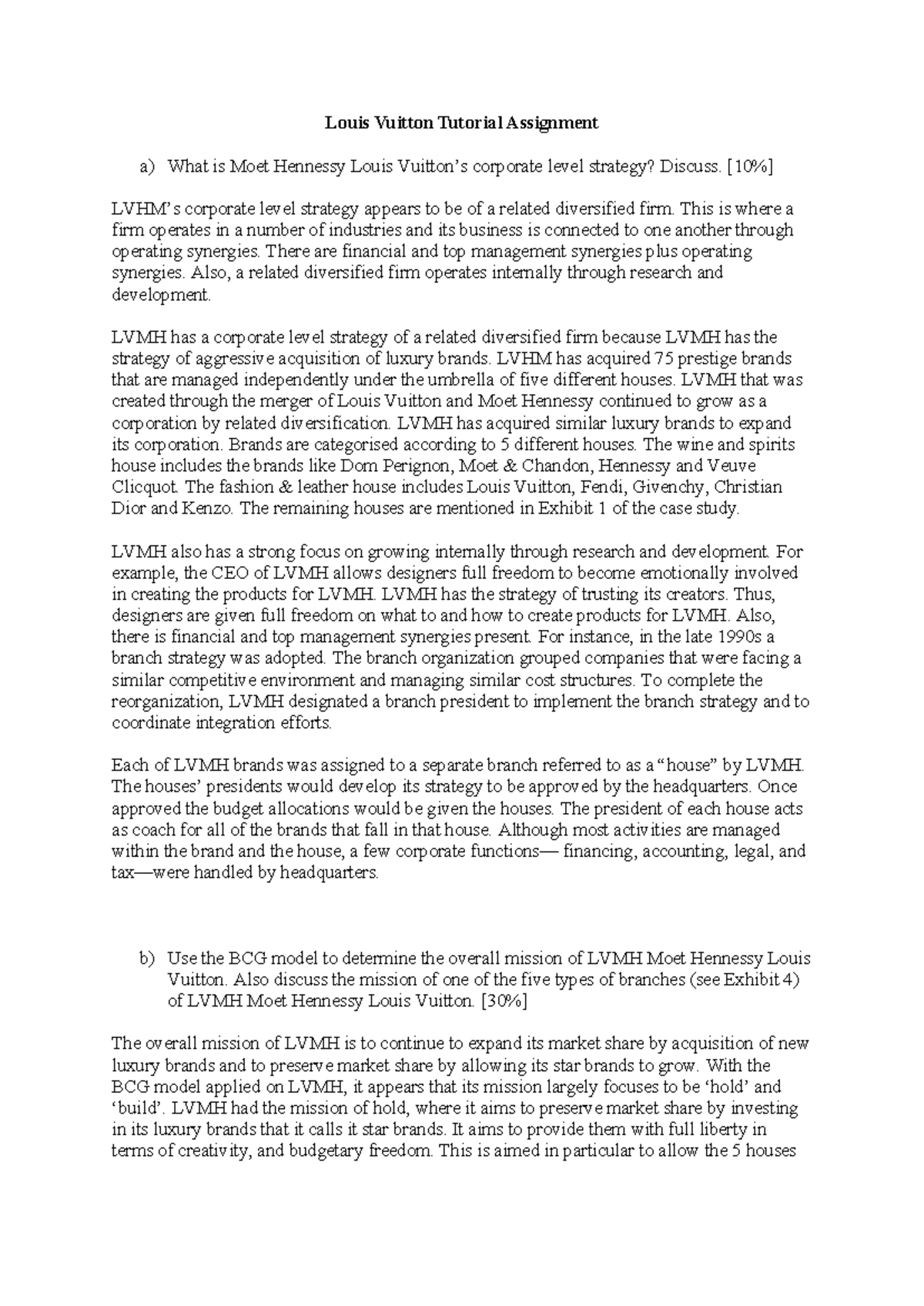 LVMH Strategy Analysis: Corporate Advantage & Market Expansion - Studocu