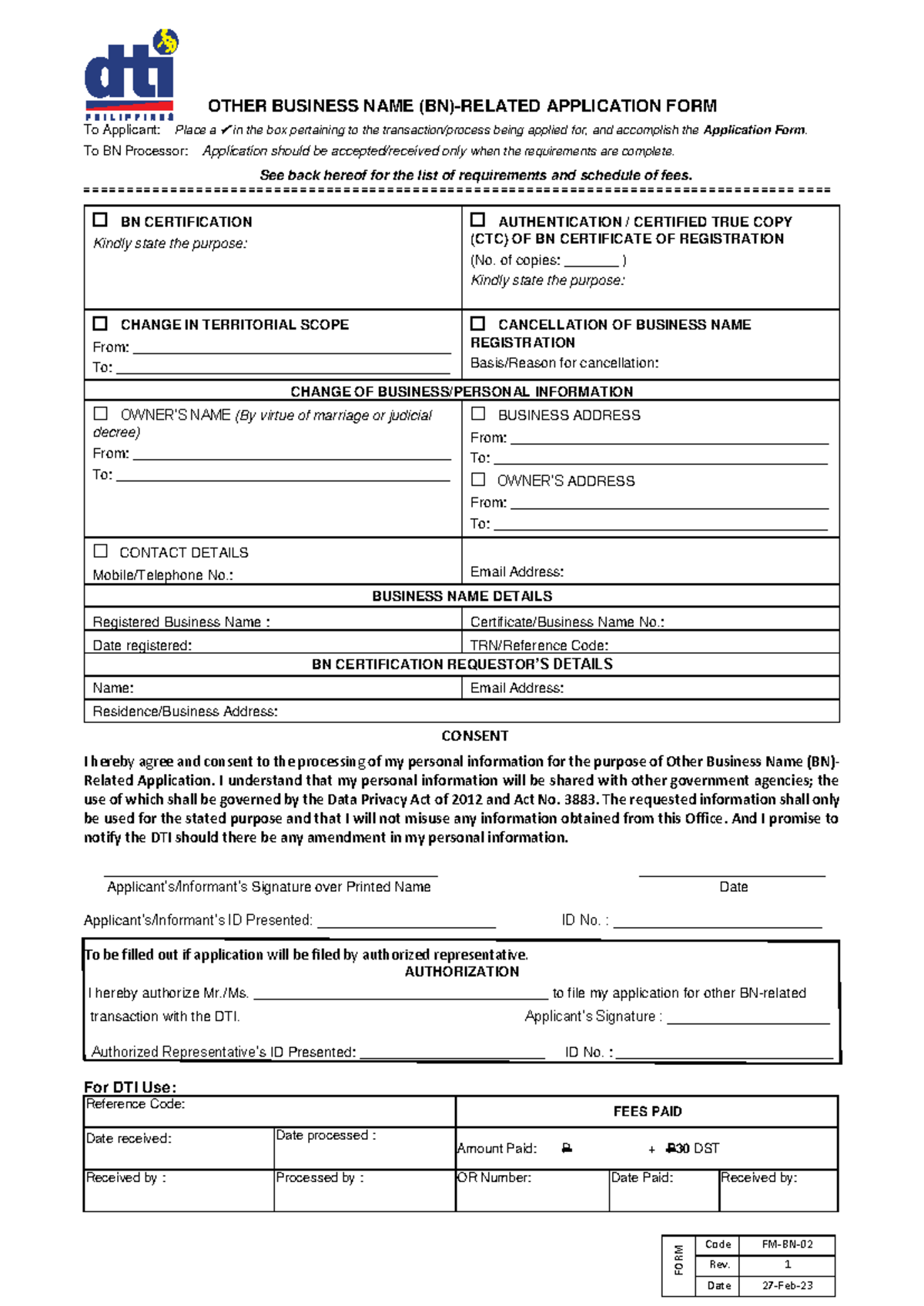 Jg3h7wrai80758 - For busensess - FORM Code FM-BN- 02 Rev. 1 Date 27 ...