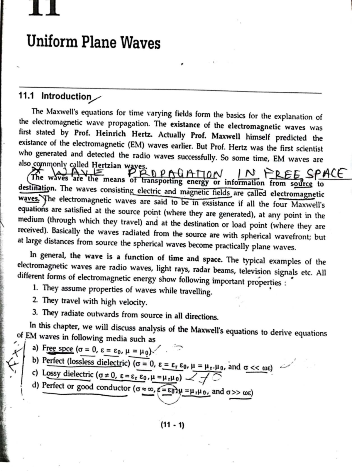 Uniform Plane Waves: Electromagnetic Wave Propagation Analysis (Course ...