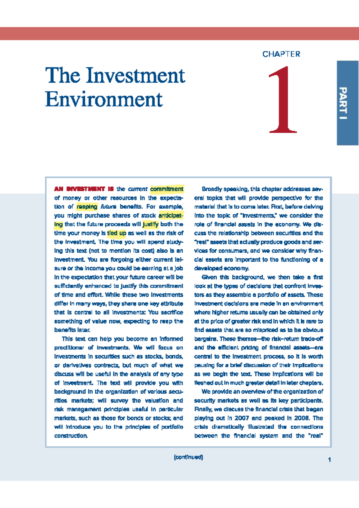 Chapter 1: The Investment Environment Overview and Key Concepts - Studocu