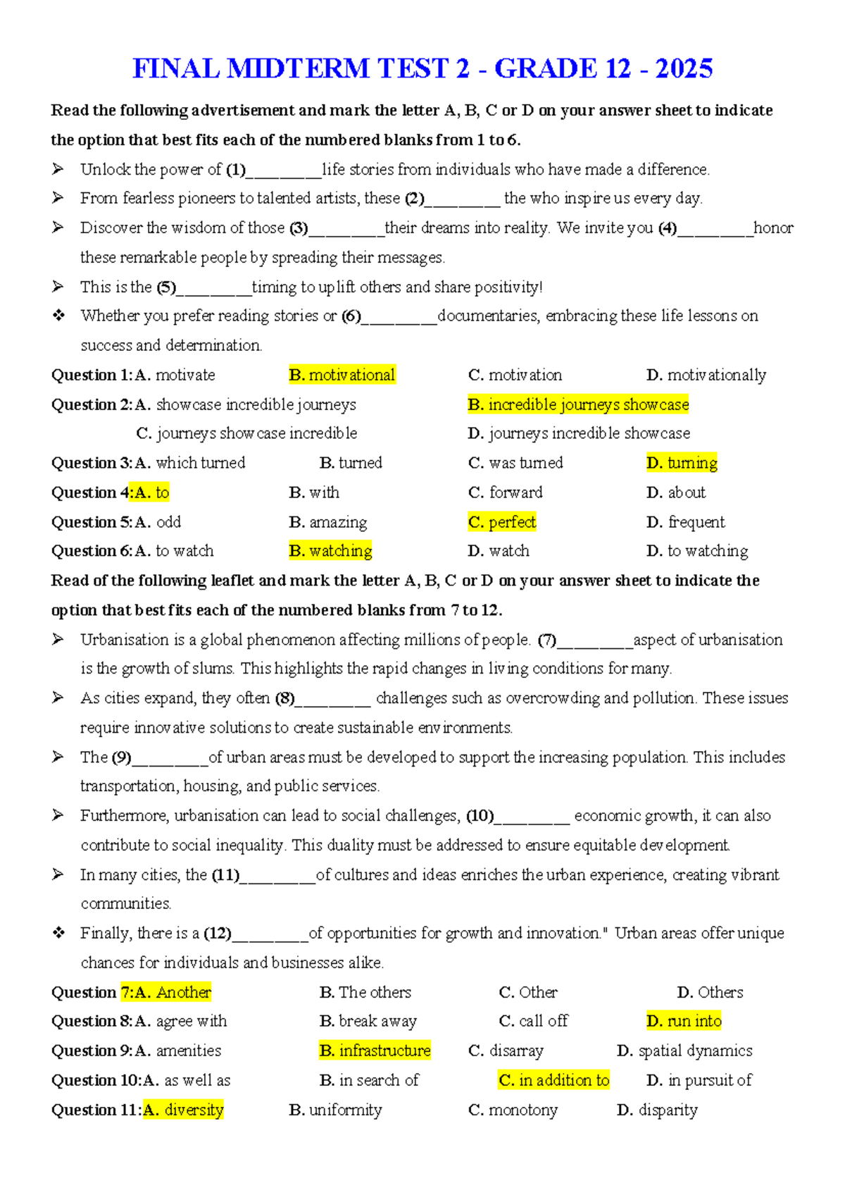 FINAL MIDTERM TEST 2 GRADE 12 2025 - Detailed Solutions - Studocu