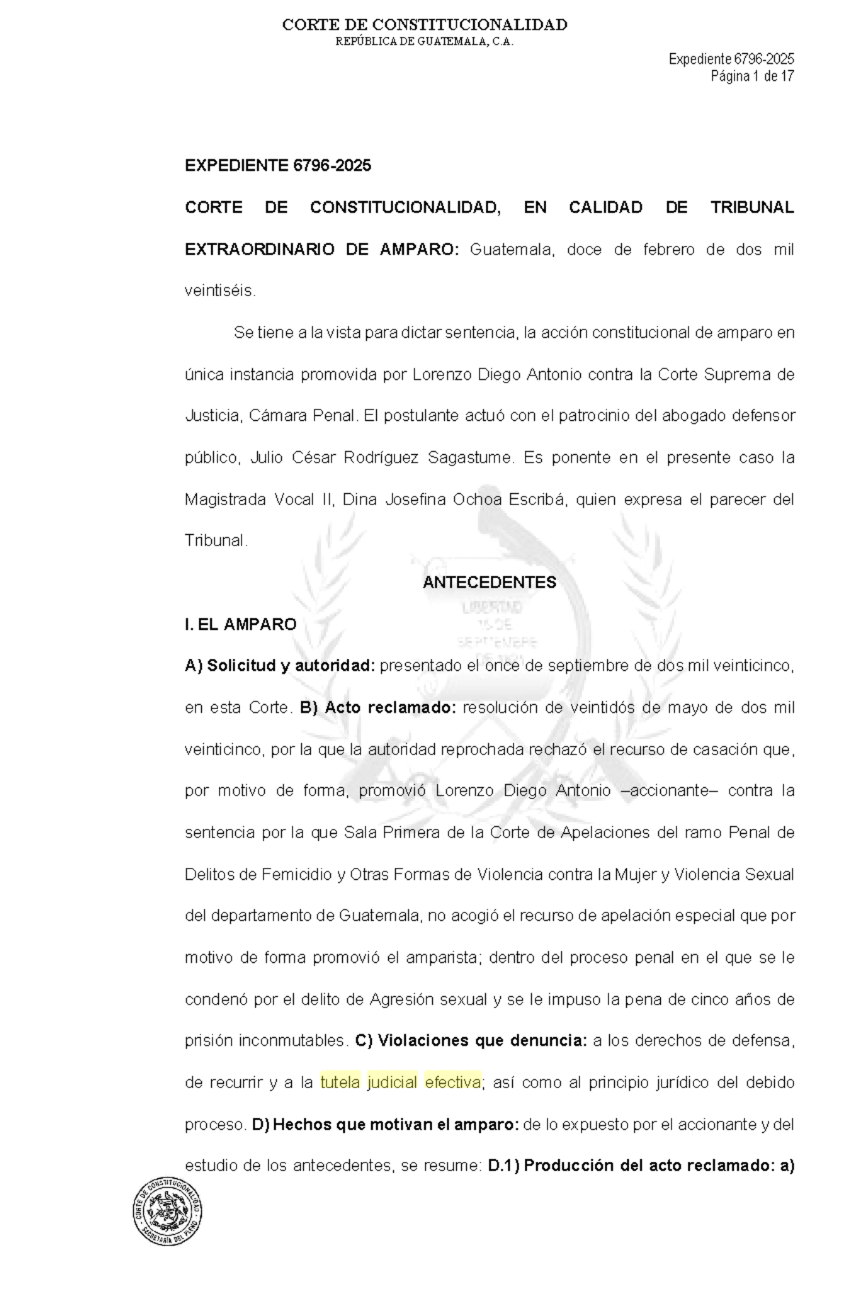 Jurisprudencia sobre Amparo en la Corte de Constitucionalidad, C.A ...