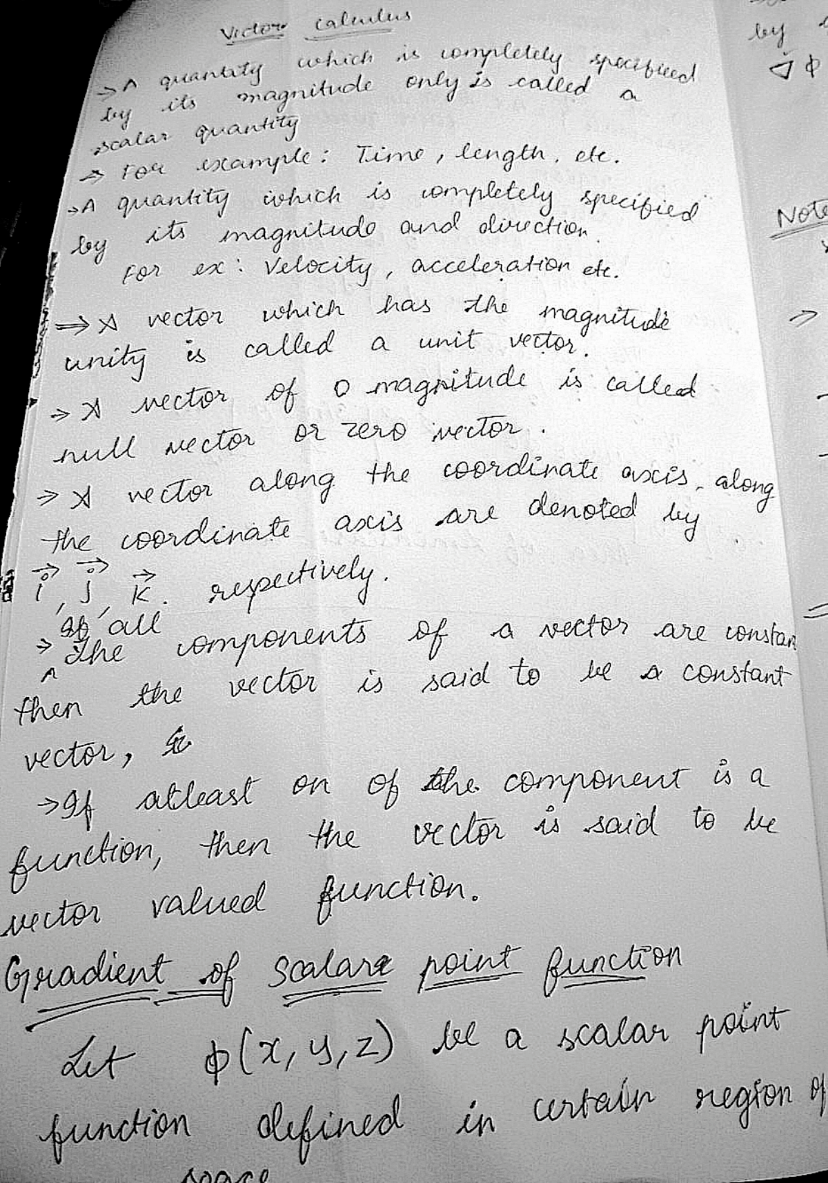 Calculus A - Unit 1 Lecture Notes on Scalar and Vector Functions - Studocu