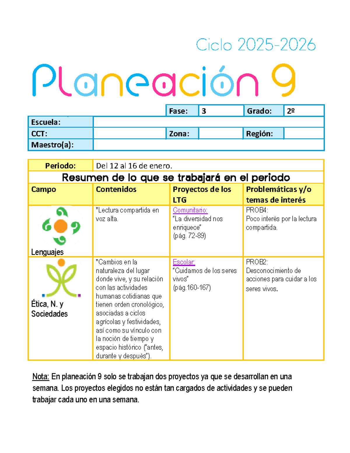 Planeación Didáctica 2° Grado: Proyectos Comunitarios (Enero 2026 ...