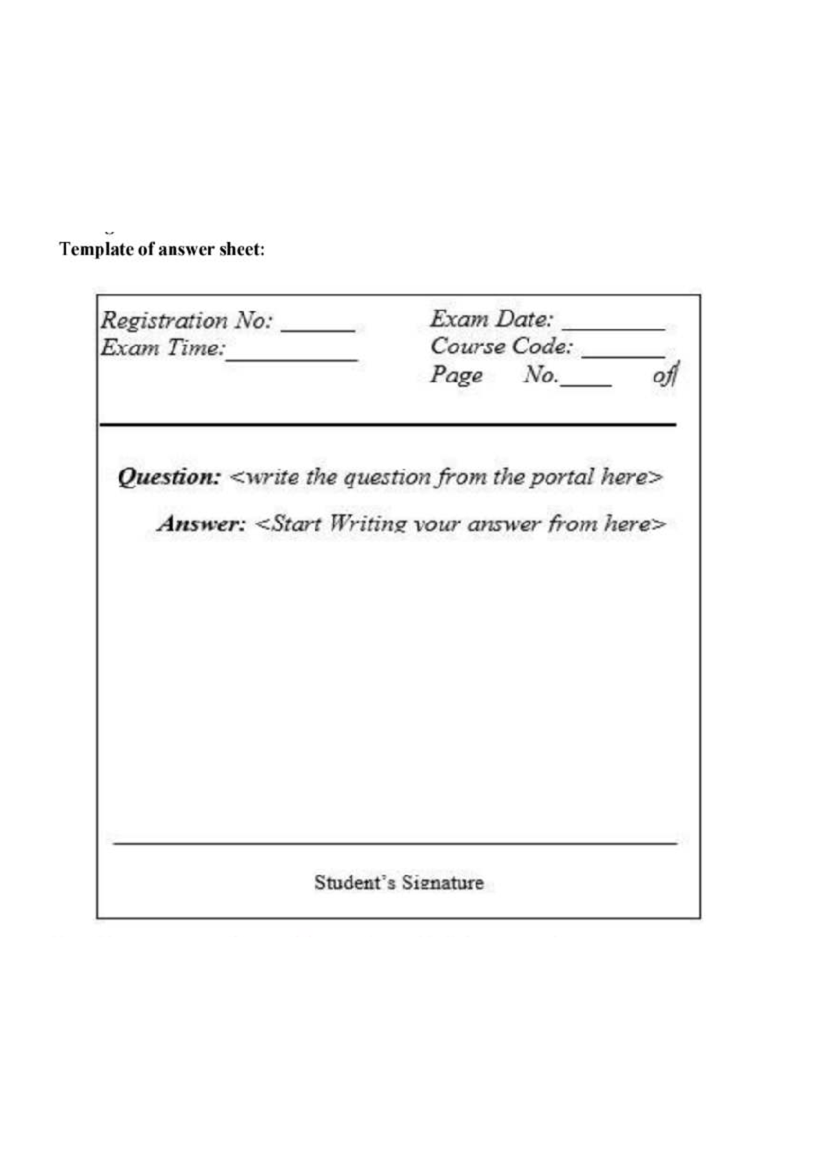 Answer Sheet Template - Exam - Engineering graphics and digital ...