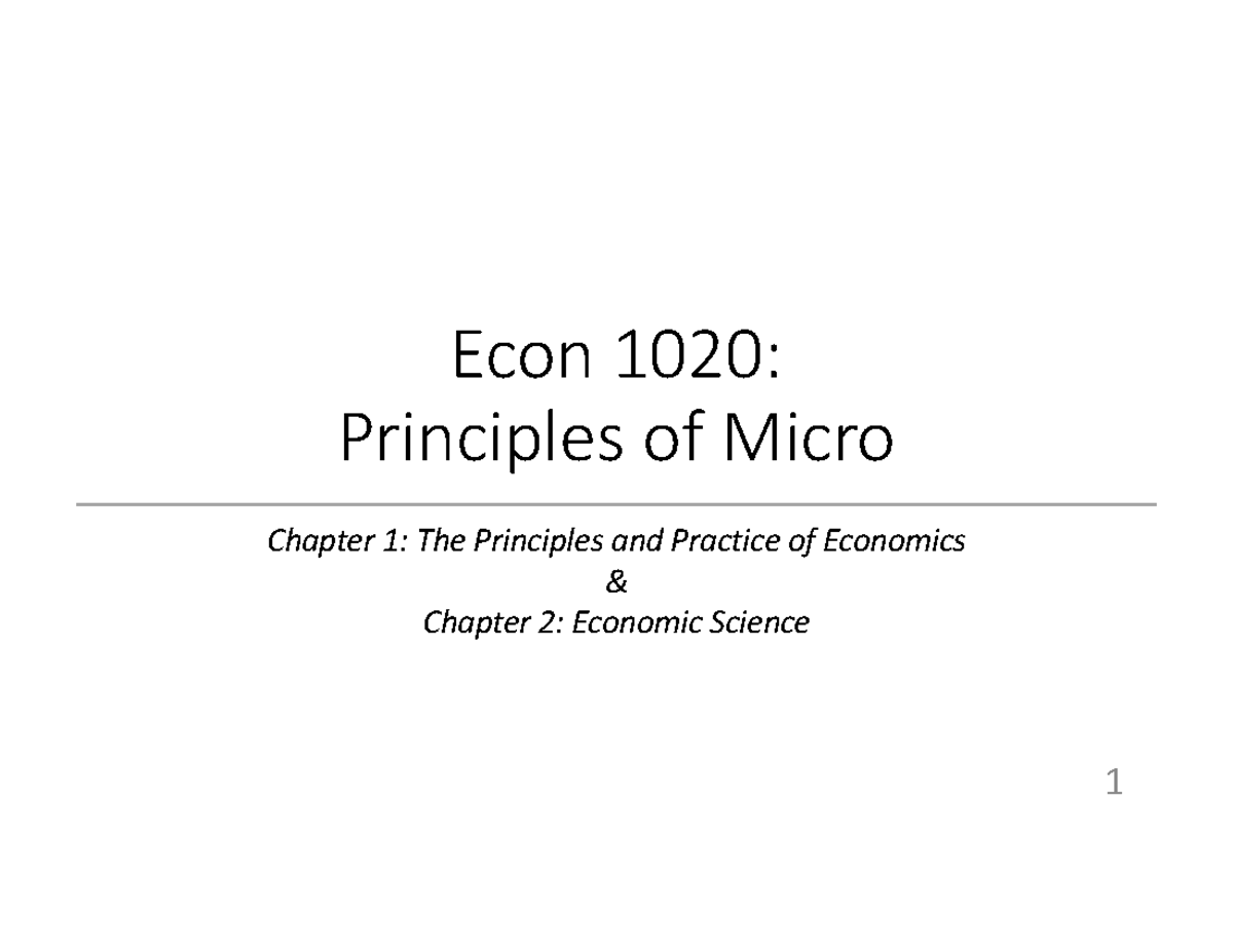 Econ 1020: Micro Principles Lecture Notes on Chapters 1 & 2 - Studocu
