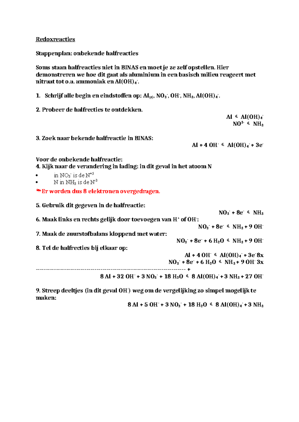 Redoxreacties opstellen: Stappenplan voor onbekende halfreacties ...