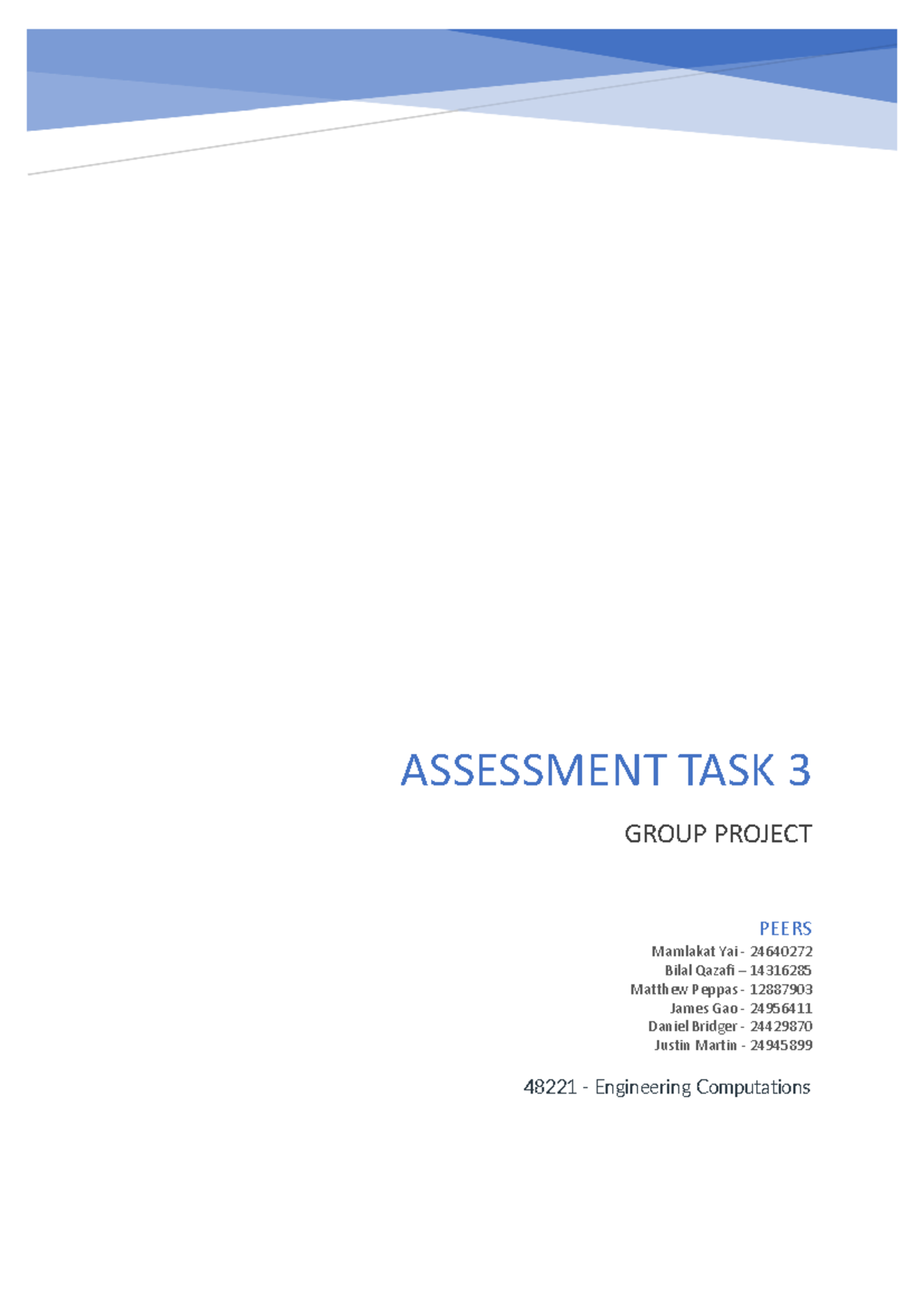 Final Assessment Task 3 Report: Engineering Computations 48221 - Studocu