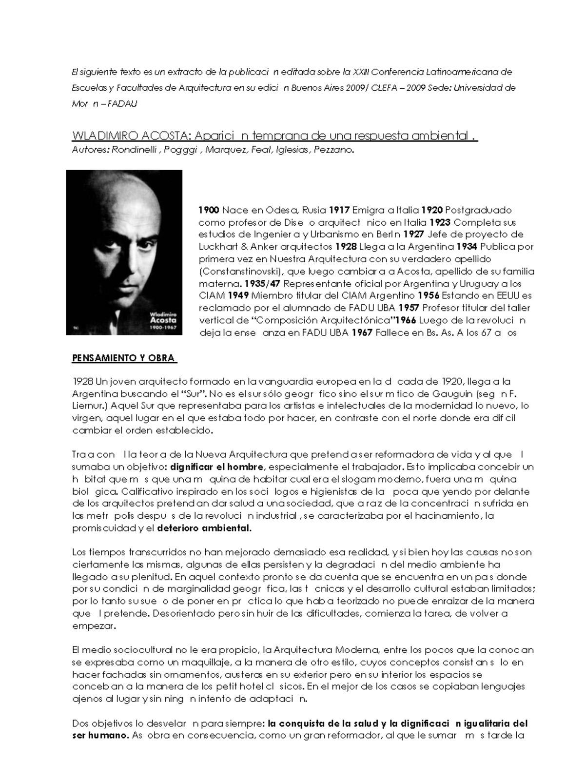 Wladimiro Acosta: Respuesta Ambiental en la Arquitectura Moderna CLEFA ...