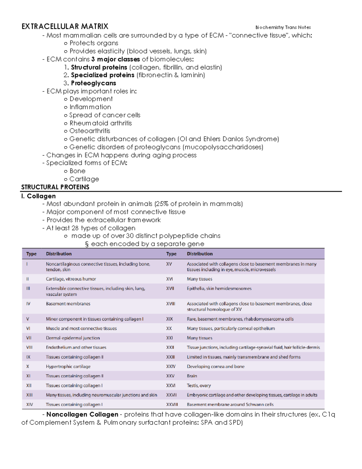 Extracellular Matrix Overview and Structural Proteins (Biochemistry ...