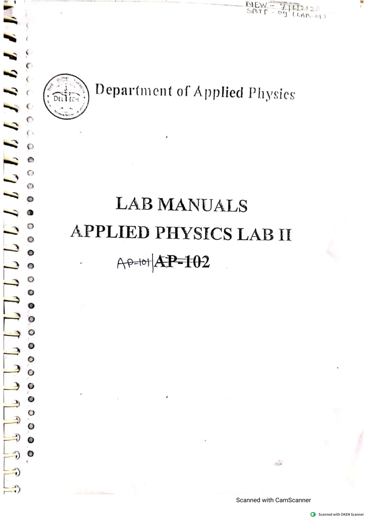 AP Lab Manual: Experiments and Procedures Guide - Studocu