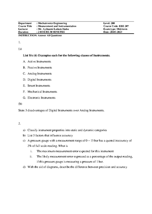 EEE 208 - Assignment I: Circuit Analysis and Measurement Errors - Studocu