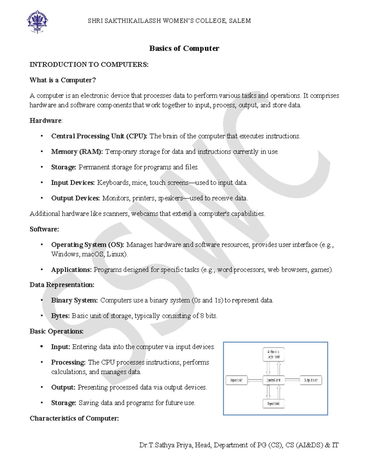 Introduction to Computers: Basics of Computer Science Notes - Studocu