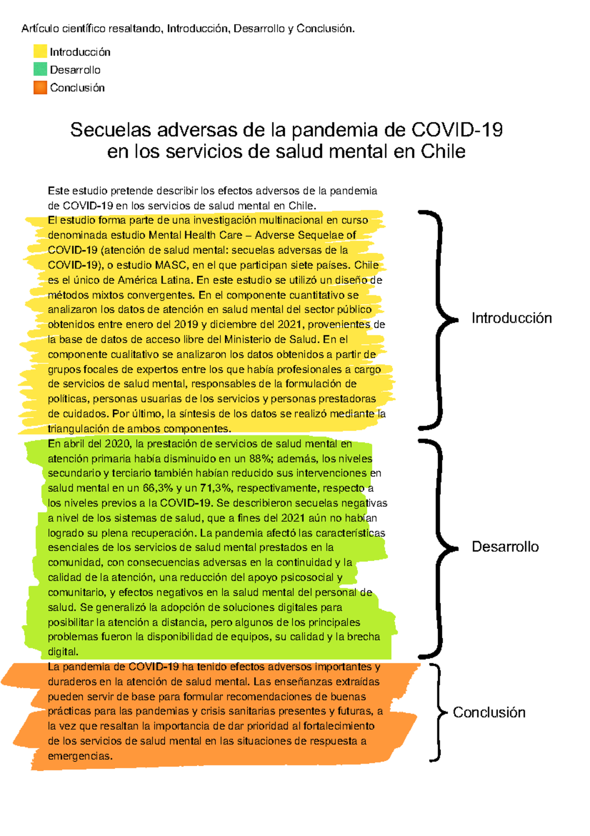 Estudio MASC: Impacto de la COVID-19 en Salud Mental en Chile - Studocu