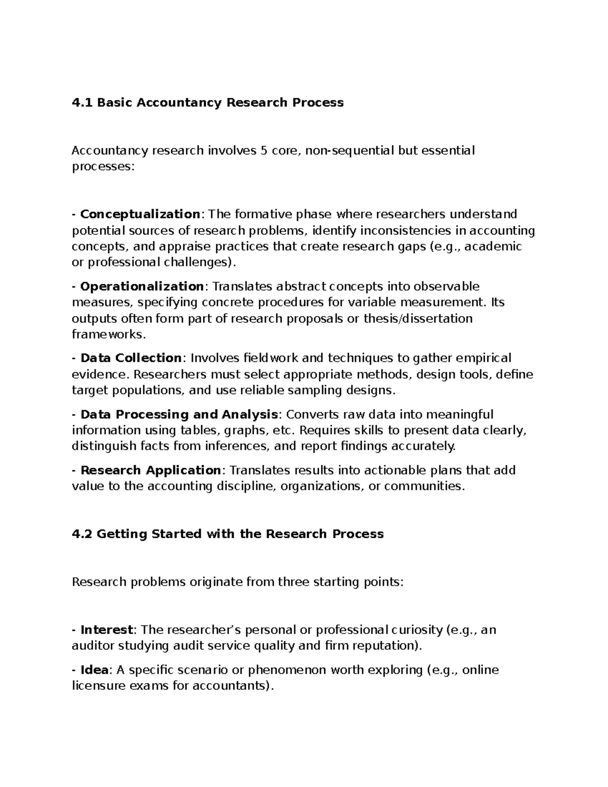 Accountancy Research Process Overview: Key Steps and Frameworks - Studocu